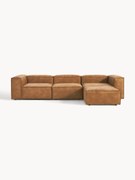Modulaire leren bank Lennon (4-zits) met poef (links/rechts)