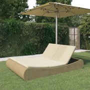 vidaXL Loungebed poly rattan beige