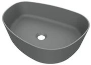 Arcqua Rocker waskom - 50x37x13cm - opbouw - rechts - organisch - cast marble grijs mat WAS452121