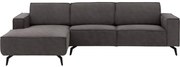 Goossens Hoekbank Hercules donkergrijs, microvezel, 3-zits, modern design met chaise longue links