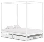 vidaXL Hemelbedframe met 4 lades massief grenenhout wit 140x200 cm