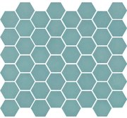 The Mosaic Factory Valencia hexagon glasmozaïek tegels 28x33 turquoise mat