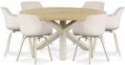 Tuinset 6 personen 160 cm Kunststof Taupe Lifestyle Garden Furniture Salina/Rockville