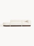 Modulaire chaise longue Natalie van teddy-bouclé met poef (links/rechts)