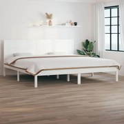 vidaXL Bedframe massief hout wit 180x200 cm 6FT Super King