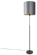 Stoffen Vloerlamp zwart kap grijs 40 cm verstelbaar - Parte Modern E27 Binnenverlichting Lamp