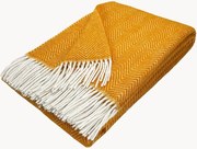 Wollen plaid Tyrol met visgraatpatroon en franjes