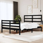 vidaXL Bedframe massief grenenhout zwart 135x190 cm 4FT6 Double