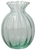 Vaas, ribbels, groen glas, 12 cm