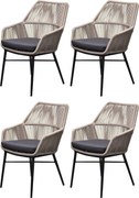 Chianti dining tuinstoel grijs rope set van 4