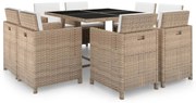 vidaXL 9-delige Tuinset met kussens poly rattan beige