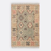 Kilim vloerkleed in jute en katoen met used effect, Kaliny