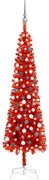 vidaXL Kerstboom met LED's en kerstballen smal 210 cm rood