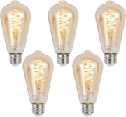 Set van 5 Smart E27 dimbare LED lampen ST64 amber 4.9W 320 lm 2500K Zigbee