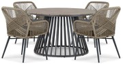 Tuinset Ronde Tuintafel 4 personen 125 cm Aluminium/wicker Taupe  Lifestyle Garden Furniture Advance/Sorrento