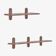 Set Van 2 Houten Wandplanken Veleta Donker Acaciabruin - Sklum