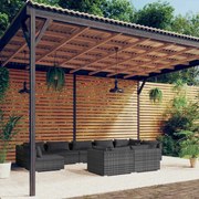 vidaXL 9-delige Loungeset met kussens poly rattan grijs