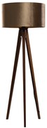 Vloerlamp tripod walnoot hout met velours kap brons 50cm - Tripod Classic