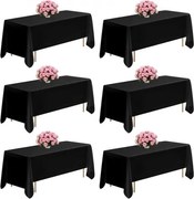 VEVOR 6 x Tafelkleed 1778x3048 mm, Herbruikbare tafelkleedbeschermer, Machinewasbaar Polyester Tafelkleed voor Bruiloften, Banketten en Formele Evenementen, Zwart