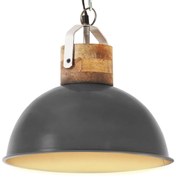 vidaXL Hanglamp industrieel rond E27 32 cm massief mangohout grijs