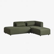 2-delige Modulaire Hoekbank Met Chaise Longue Links En Fogler Poef Chenille Groen – Salie - Sklum