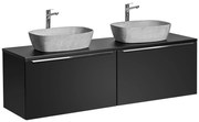 Comad Santa Fe Black badkamermeubel 160cm zwart mat met 2 mat grijze waskommen