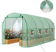 VEVOR Kas 4,48x1,97x1,97 m, Foliekas, Polytunnel met irrigatiesysteem, Stalen frame, PE-hoes, Roldeur met ritssluiting &amp; 8 ramen, Buitenkas