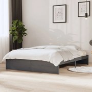 vidaXL Bedframe massief hout grijs 135x190 cm 4FT6 Double