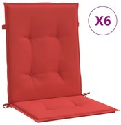 vidaXL Tuinstoelkussens 6 st 100x50x3 cm rood