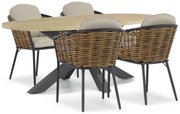Tuinset 4 personen 200 cm Aluminium/wicker Grijs Lifestyle Garden Furniture Nice/Brookline