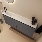 Mondiaz Ture DLux toiletmeubel 120cm dark grey met wastafel opalo links met kraangat