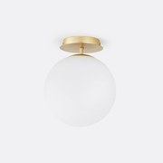 Plafondlamp in messing en opaline glas, Moricio
