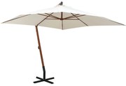 vidaXL Zweefparasol met houten paal 300x300 cm wit