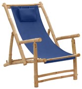 vidaXL Terrasstoel bamboe en canvas marineblauw