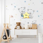 INSPIO Muursticker teddyberen sterren met een naam in blauw