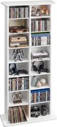 VEVOR Media Shelf, 8-laags cd-rek, 559x222x1295 mm, multimedia-opbergkast voor cd's, dvd's, boeken en games, kamerverdelerkast met 16 vakken voor woonkamer, thuiskantoor, opnamestudio, wit