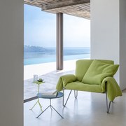 Fauteuil van gewatteerde stof en staal Nomad