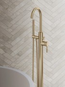 Saniclear Brass Curved vrijstaande badkraan geborsteld messing - mat goud