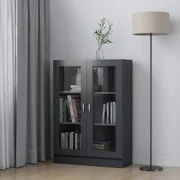 vidaXL Vitrinekast 82,5x30,5x115 cm spaanplaat grijs