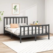 vidaXL Bedframe massief grenenhout grijs 140x190 cm