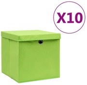 vidaXL Opbergboxen met deksels 10 st 28x28x28 cm groen