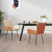 vidaXL Eetkamerstoelen 2 st stof en kunstleer crèmekleurig