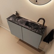 Mondiaz Ture DLux toiletmeubel 80cm smoke met wastafel lava rechts met kraangat