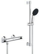 GROHE Precision Flow Doucheset - thermostatische douchekraan - met glijstangset - 60cm - ronde handdouche - 1 straalsoort - gladde doucheslang - chroom 34800001