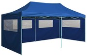 vidaXL Partytent met 4 zijwanden inklapbaar 3x6 m staal blauw