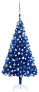 vidaXL Kunstkerstboom met LED's en kerstballen 120 cm PVC blauw