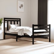 vidaXL Bedframe massief hout zwart 75x190 cm 2FT6 Small Single