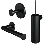 Brauer Black Edition set met handdoekhaak, toiletrolhouder en toiletborstelset mat zwart