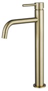 Fortifura Calvi Slim Wastafelkraan - 32cm - verhoogd - opbouw - Geborsteld Messing PVD (Goud) SW720546