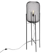Moderne vloerlamp zwart 135cm - Bliss Mesh Modern E27 Draadlamp rond Binnenverlichting Lamp